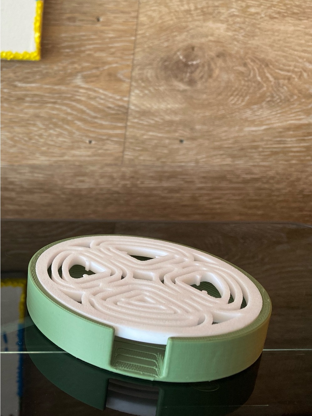 Round Mint Green and White soap holder